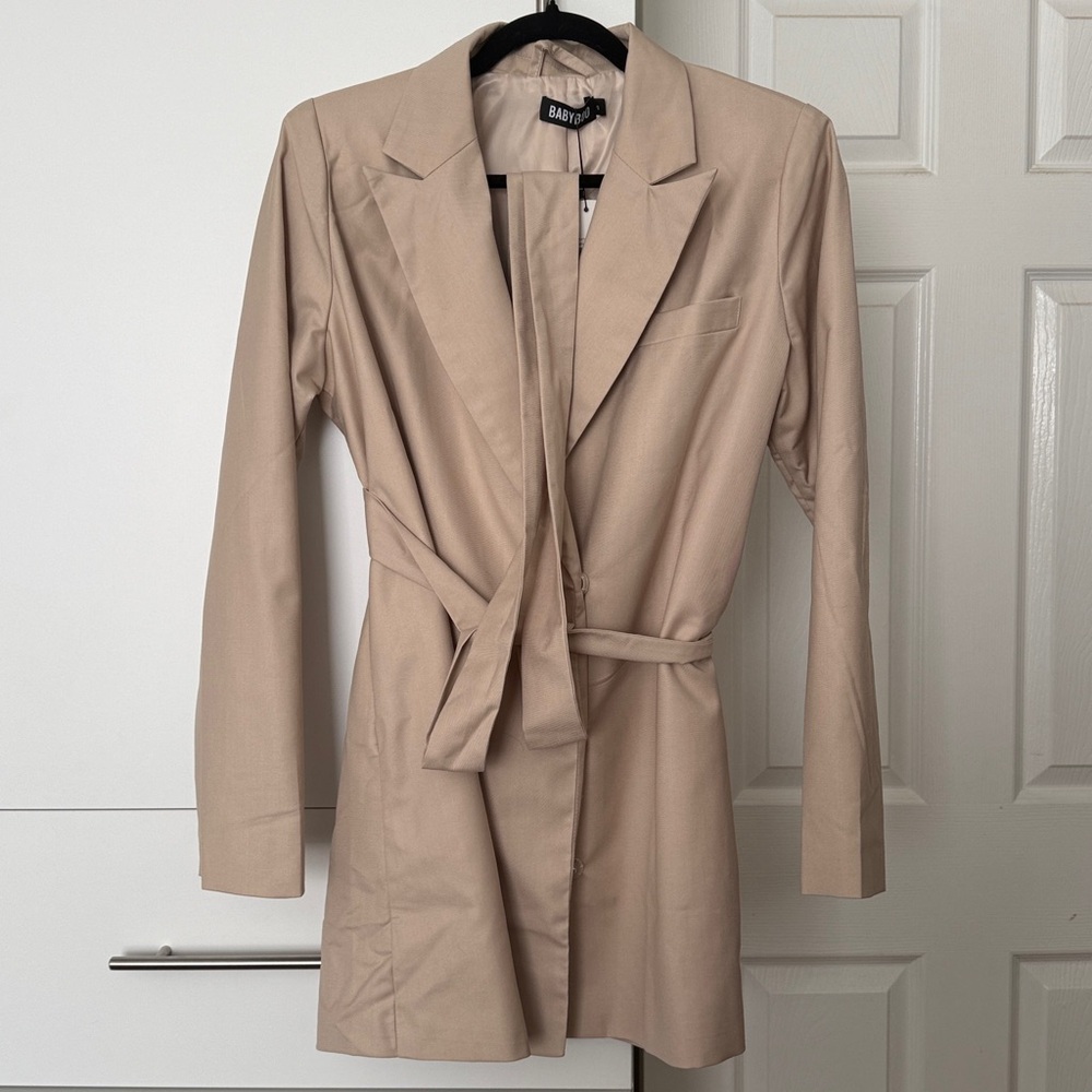 Boohoo beige Belted Blazer dress